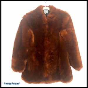 ZARA Trafulac Cognac Faux Fur Hook Eye Jacket M